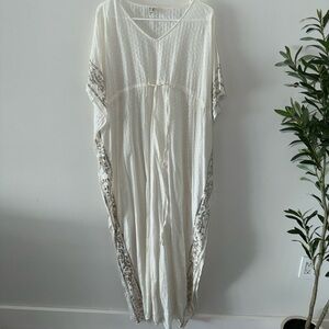 White Embroidered Kaftan Dress